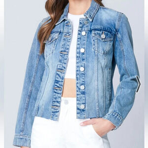 Blank NYC Traffic Jam Denim Jacket Raw Hemline